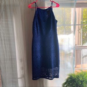 Midi cobalt blue crochet formal dress